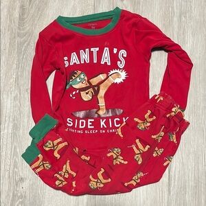 4/$20 Carters Santa's Sidekick Red Kids Pajamas 3T